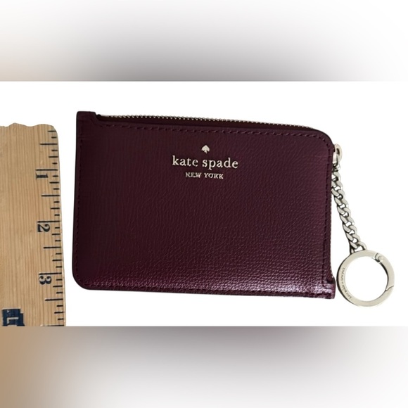 Kate Spade Dark BURGUNDY Leather Keychain Wallet - Picture 5 of 6